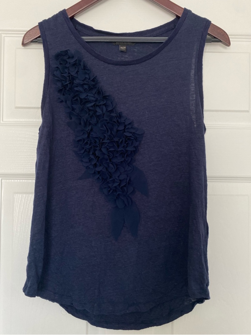 Banana Republic Navy Linen Floral Applique Sleeveless Tank Size Medium